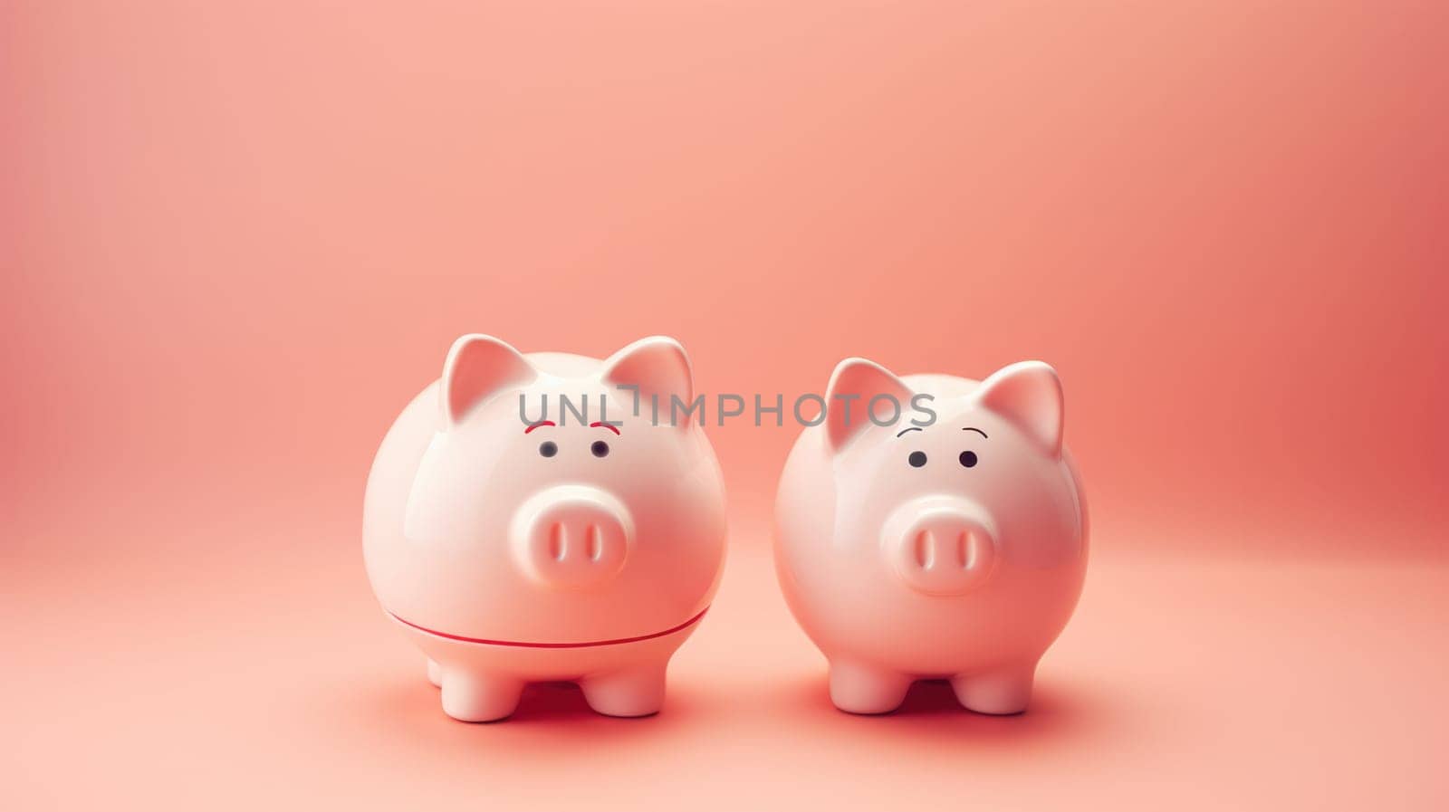 ceramic pig piggy banks on a colored background.