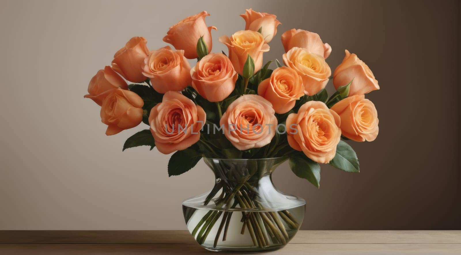 flower bouquet vase in simple background, ai