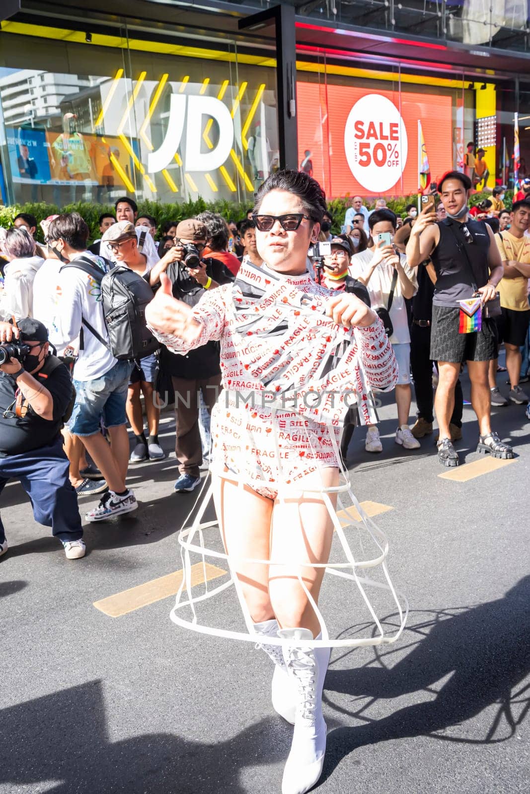 Bangkok, Thailand - JUN 4, 2023 Siam Center The World of Freedom and Pride 2023, The short action and atmosphere of people joins celebrations in the event.