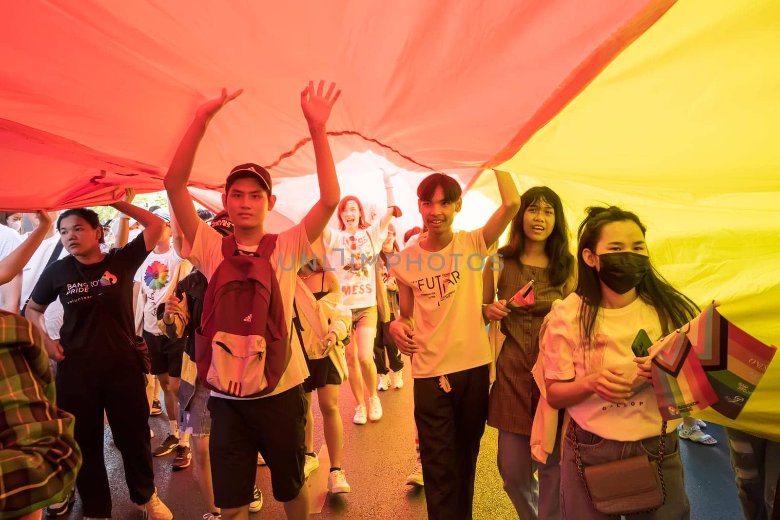 Bangkok, Thailand - JUN 4, 2023 Siam Center The World of Freedom and Pride 2023, The short action and atmosphere of people joins celebrations in the event.