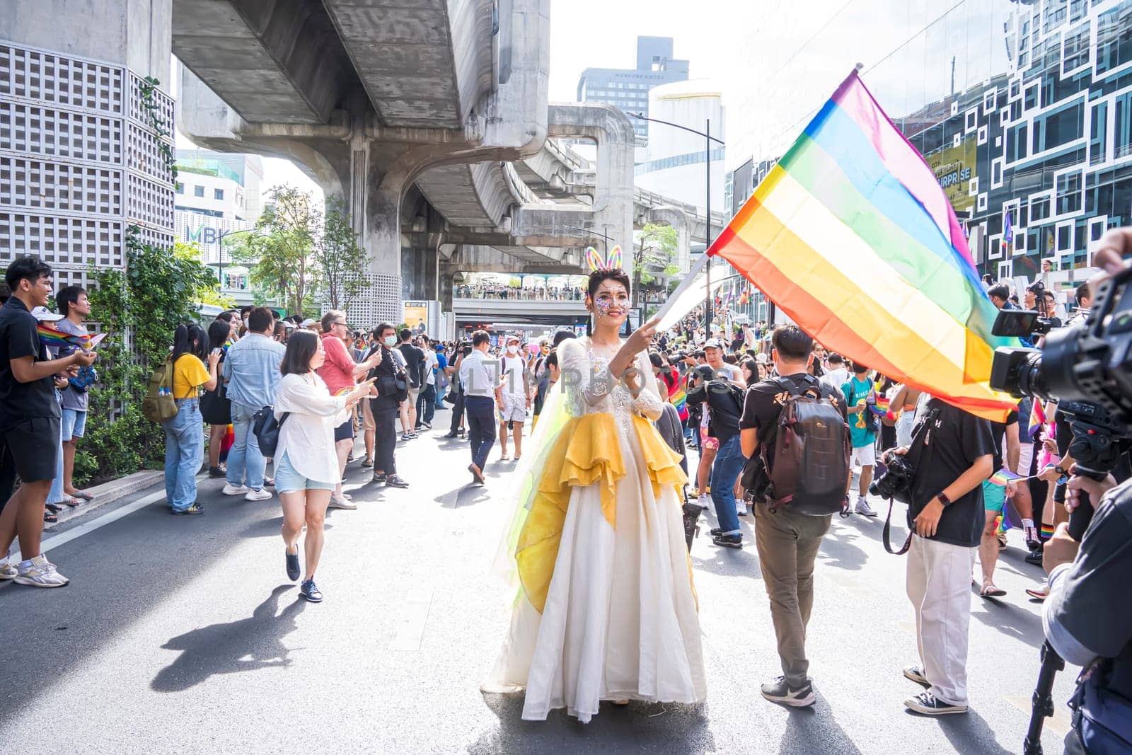Bangkok, Thailand - JUN 4, 2023 Siam Center The World of Freedom and Pride 2023, The short action and atmosphere of people joins celebrations in the event.