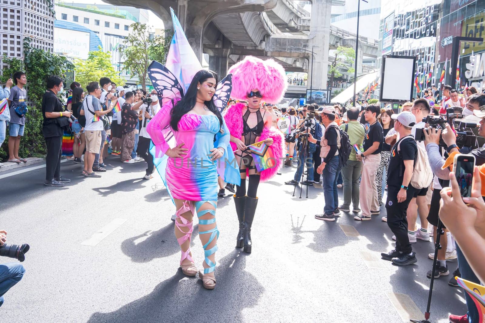 Bangkok, Thailand - JUN 4, 2023 Siam Center The World of Freedom and Pride 2023, The short action and atmosphere of people joins celebrations in the event.