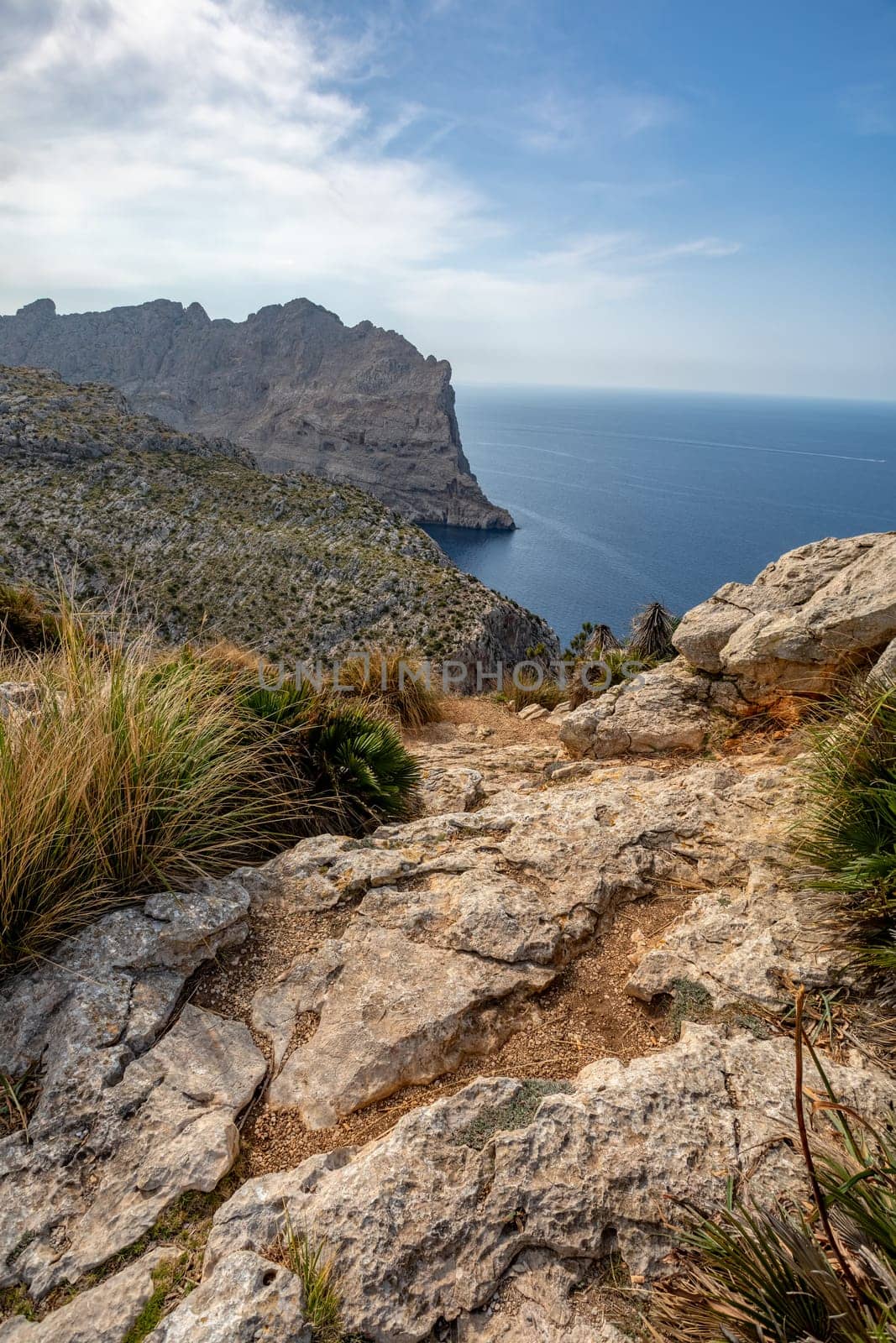 View from Mirador de Es Colomer, Peninsula de Formentor, Balearic Islands Mallorca Spain. Travel agency vacation concept.