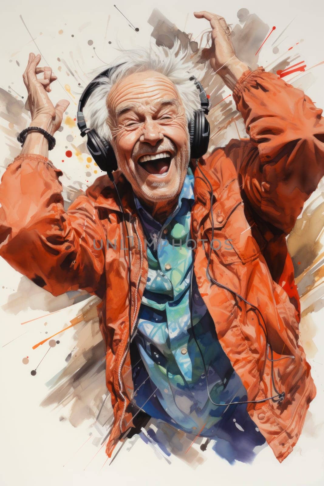 Trendy senior man using smartphone app with red backgorund - Mature fashion male having fun with new trends technology - Tech and joyful elderly lifestyle concept - Focus on his face