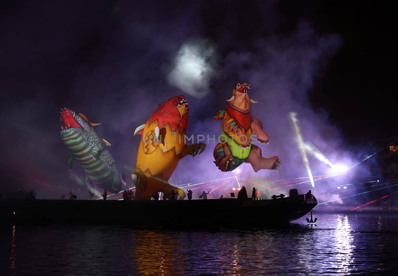 Cracow, Poland - June 4, 2022: Great Dragon Parade. The Great Outdoor Show on the Vistula River.