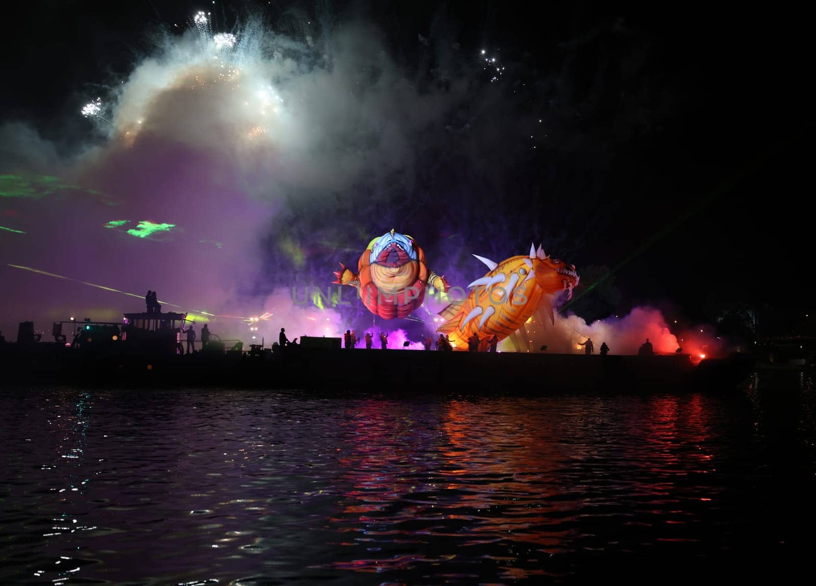 Cracow, Poland - June 4, 2022: Great Dragon Parade. The Great Outdoor Show on the Vistula River.