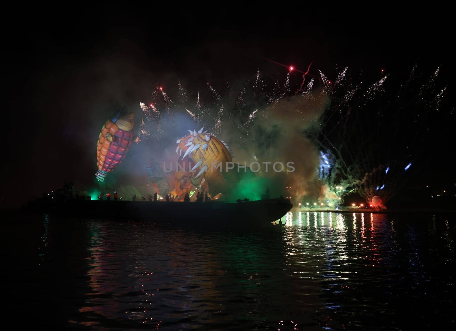 Cracow, Poland - June 4, 2022: Great Dragon Parade. The Great Outdoor Show on the Vistula River.