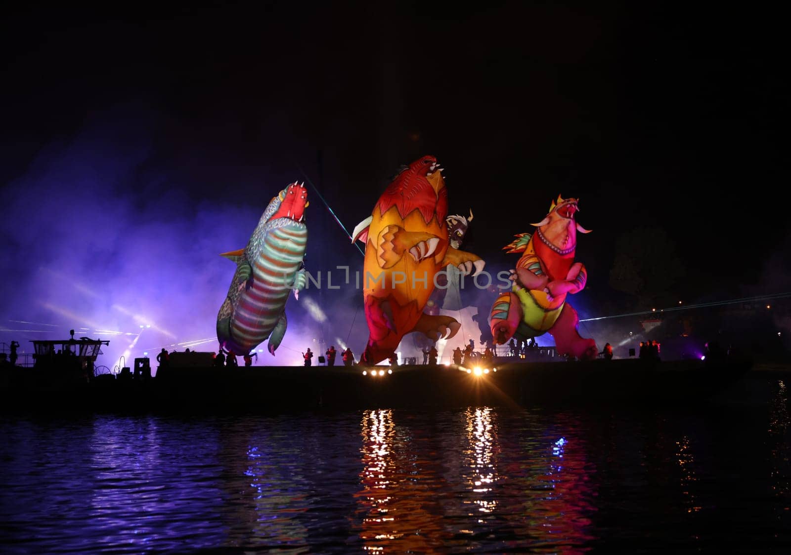 Cracow, Poland - June 4, 2022: Great Dragon Parade. The Great Outdoor Show on the Vistula River.