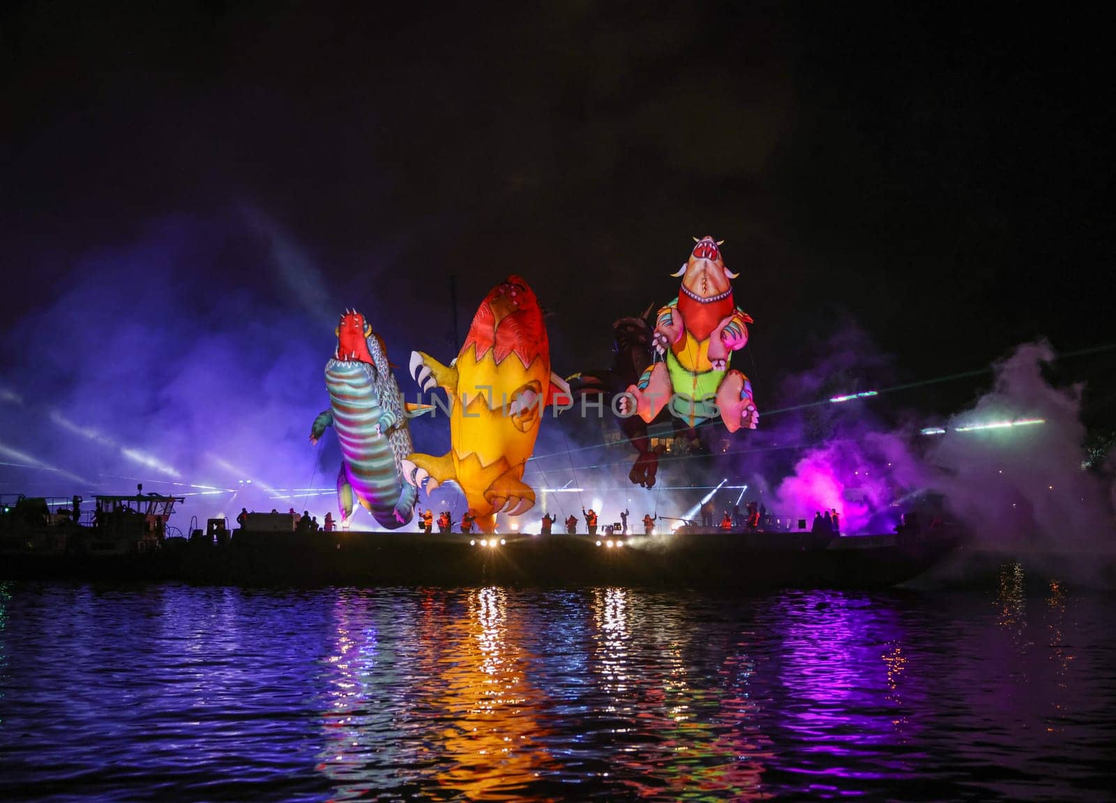 Cracow, Poland - June 4, 2022: Great Dragon Parade. The Great Outdoor Show on the Vistula River.