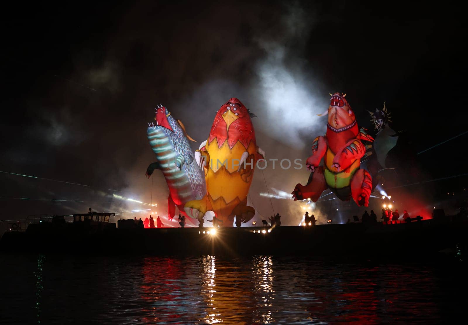 Cracow, Poland - June 4, 2022: Great Dragon Parade. The Great Outdoor Show on the Vistula River.