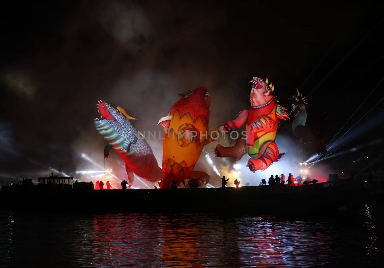 Cracow, Poland - June 4, 2022: Great Dragon Parade. The Great Outdoor Show on the Vistula River.