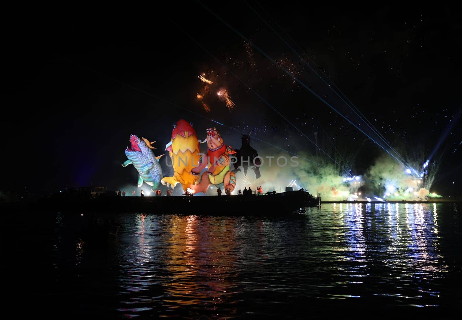 Cracow, Poland - June 4, 2022: Great Dragon Parade. The Great Outdoor Show on the Vistula River.