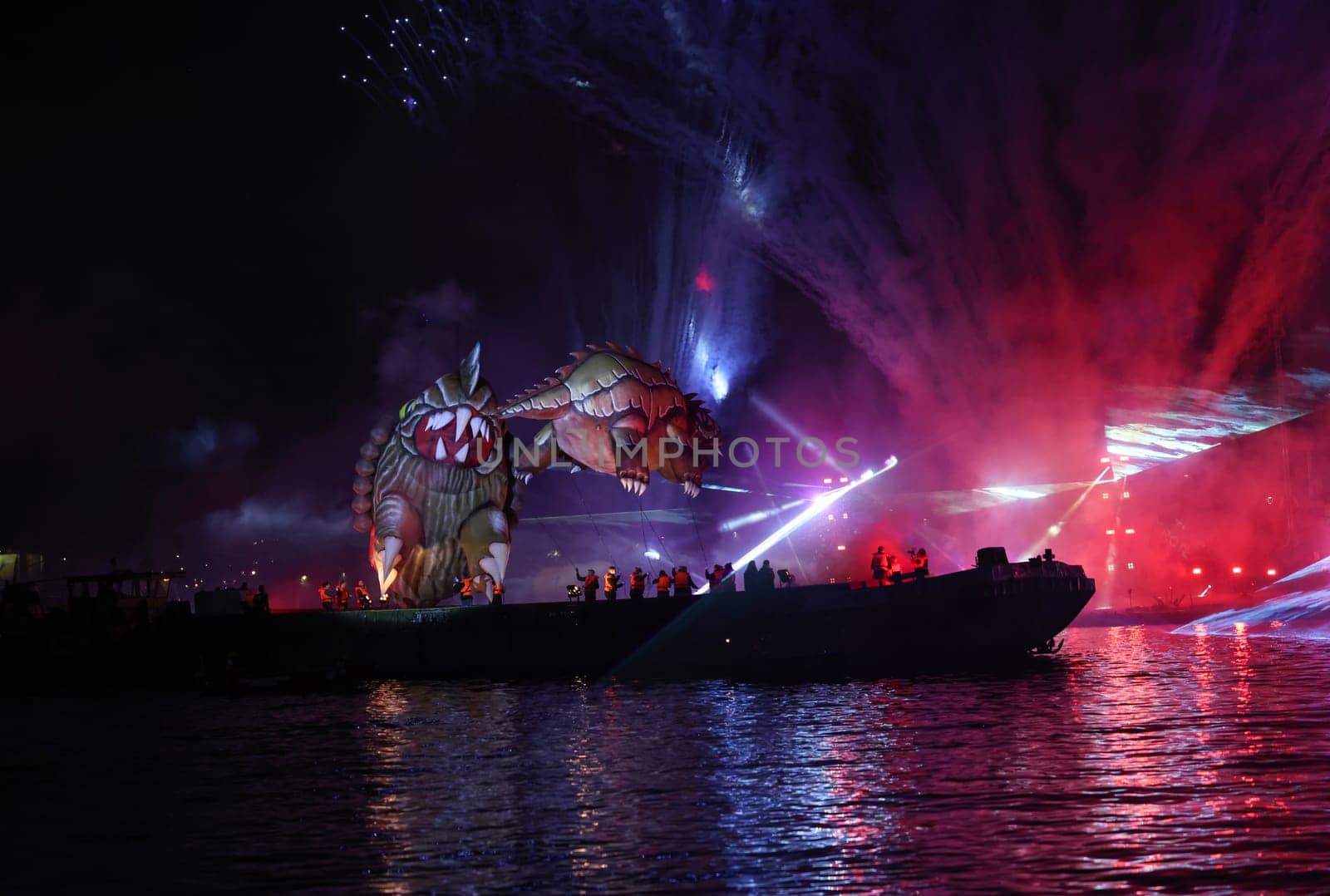 Cracow, Poland - June 4, 2022: Great Dragon Parade. The Great Outdoor Show on the Vistula River.