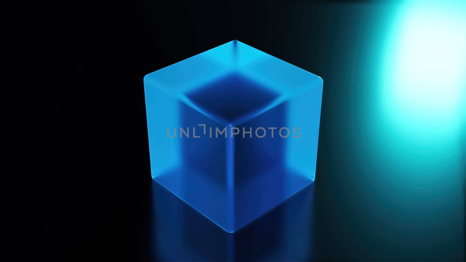 Blue glass cube. Computer generated 3d render