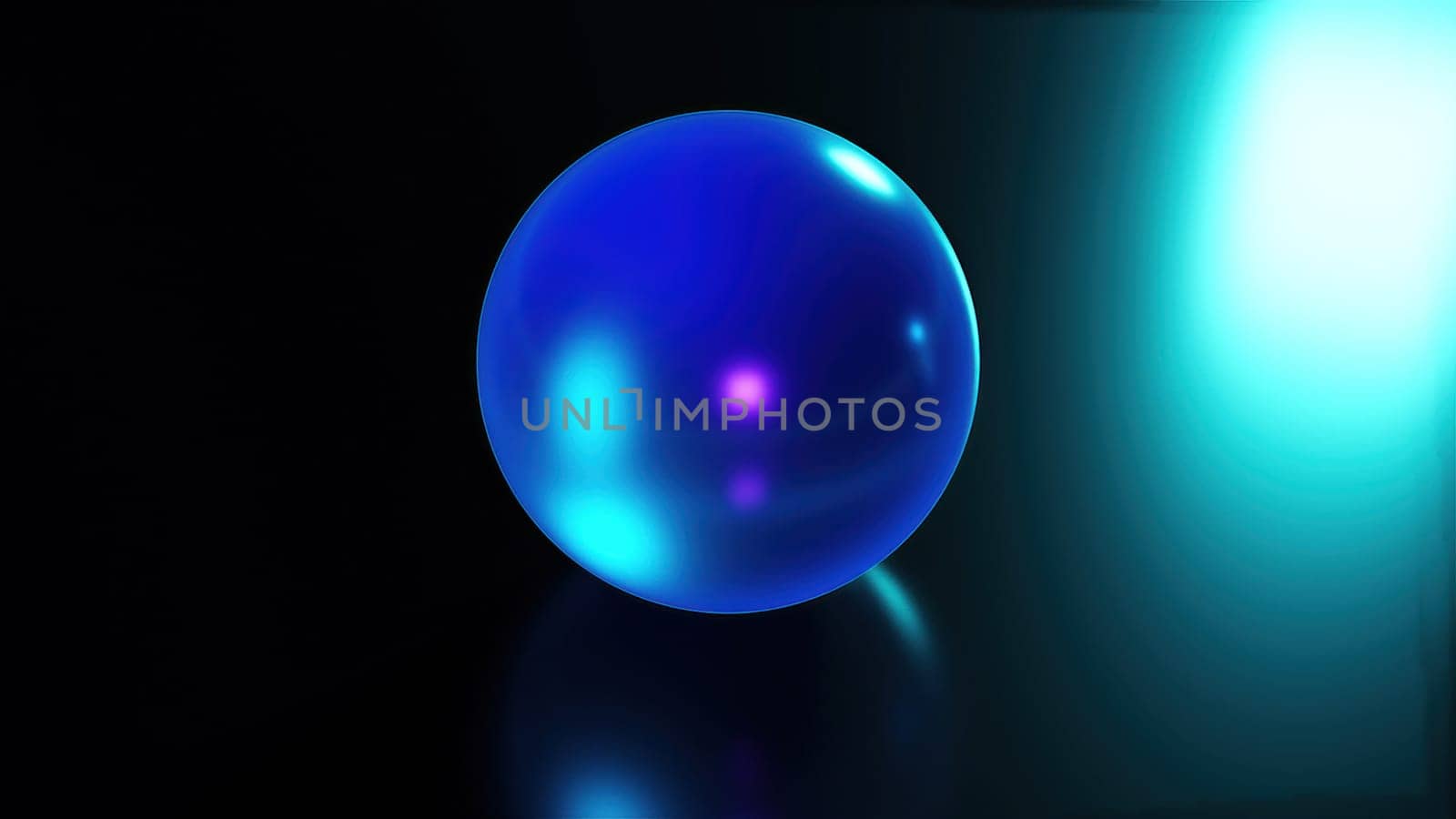 Blue glass sphere. Computer generated 3d render