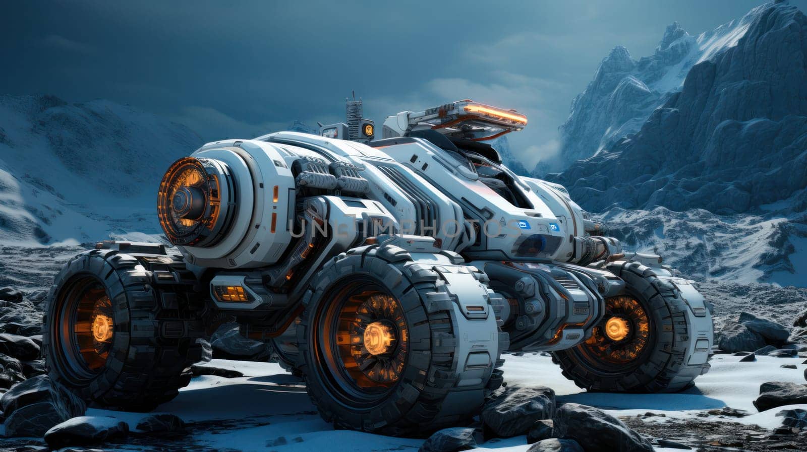 armored all-terrain vehicle for moving through hard-to-reach places and other planets. exploration of new worlds
