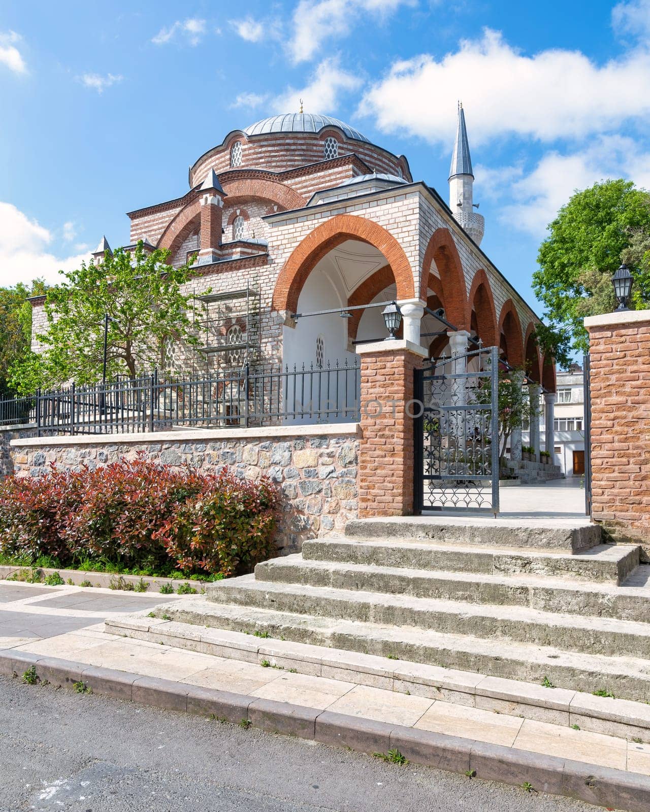 Entrance of Rum Mehmed Pasha Mosque, an old Ottoman mosque located in Uskudar, Istanbul, Turkey, close to the Bosphorus waterfront