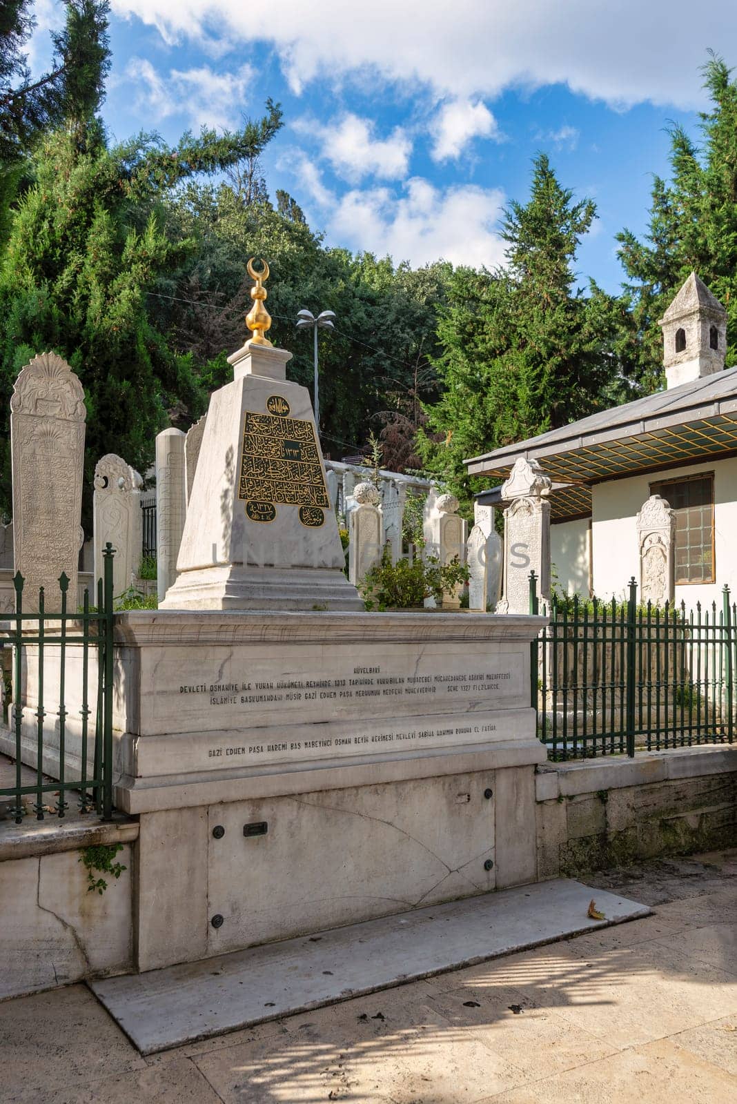 Tomb of Ghazi Edhem Pasha, or Gazi Ethem Pasa, located in Eyup Sultan Mosque courtyard burial, Eyup district, Istanbul, Turkey