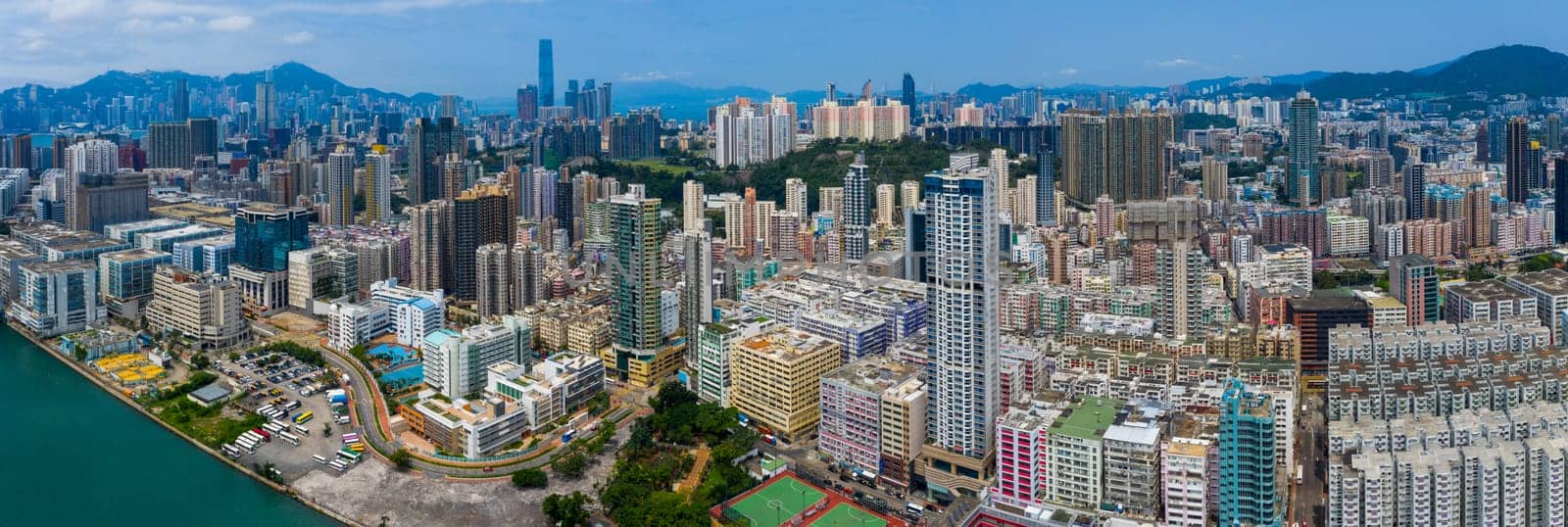 Hung Hom, Hong Kong 12 May 2019: Top view of Hong Kong city
