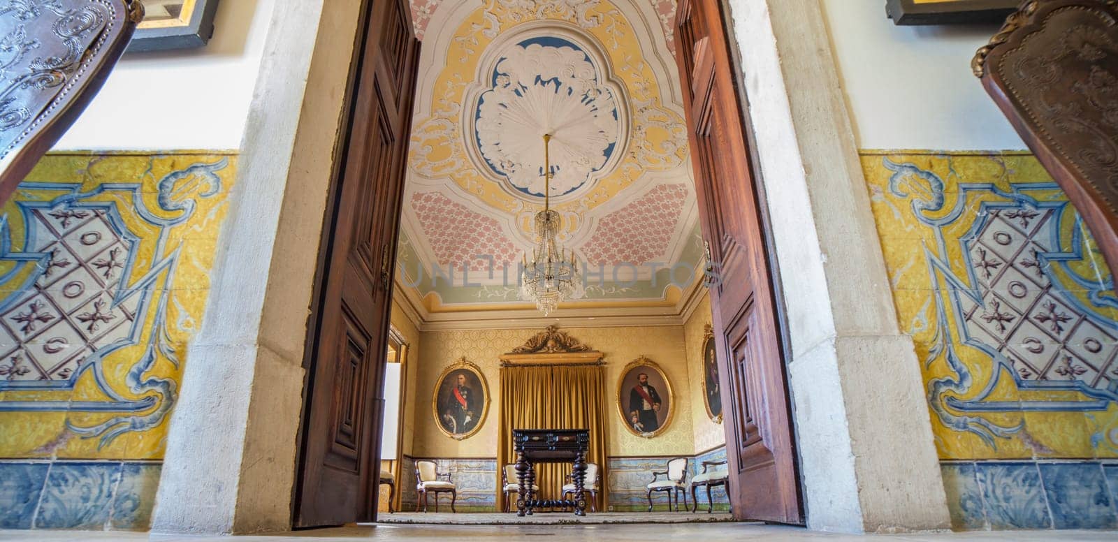 Coimbra, Portugal - Sept 6th 2019: Royal Palace Yellow Room, University of Coimbra, Portugal