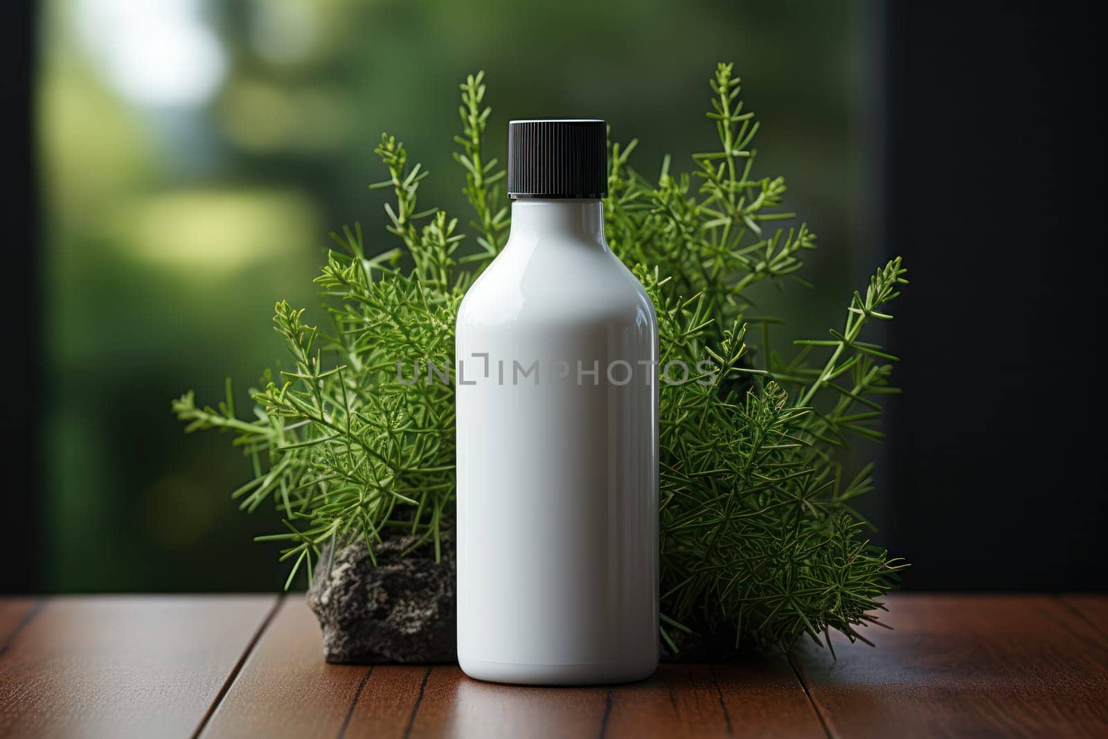 mockup of a white container for cosmetic products on a wooden table with copy space. eco friendly products for your design and label. Natural, clean cosmetics concept