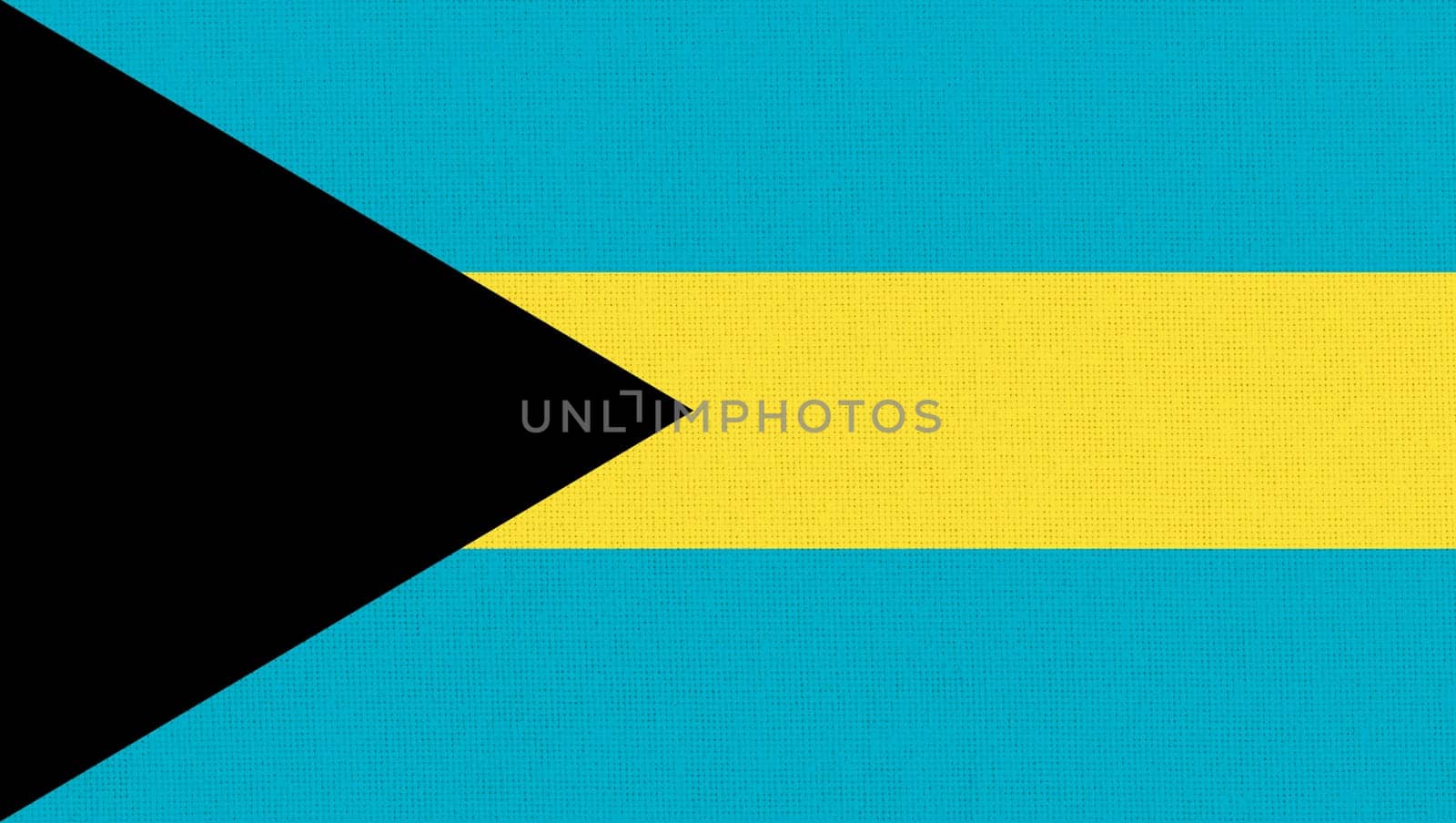 Flag of The Bahamas on fabric surface. Bahamas national flag on textured background. Bahamas state flag. Fabric Texture. Commonwealth of The Bahamas. Island country
