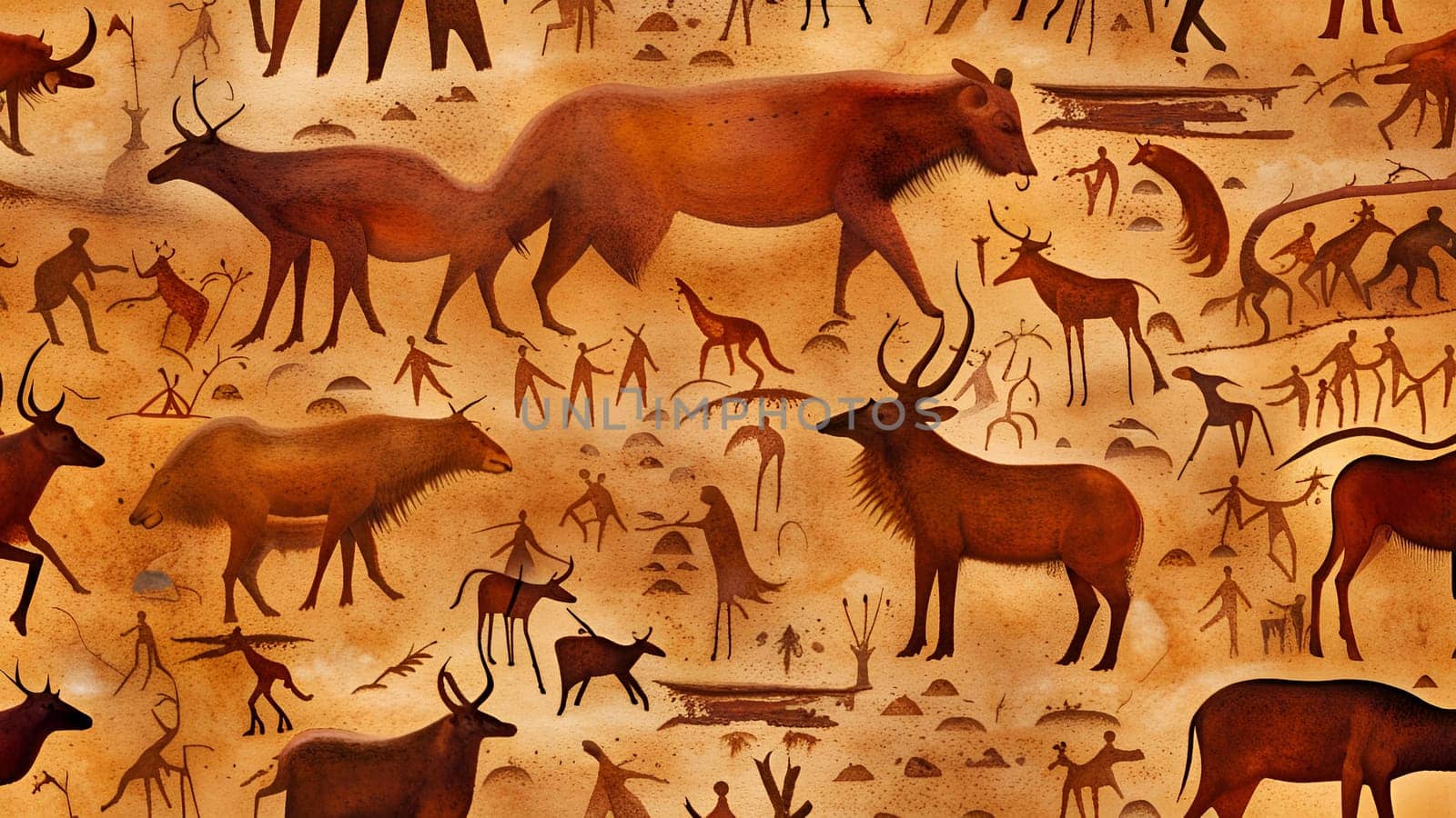 Remembrances of a fairy land - abstract composition in the style of cave paintings