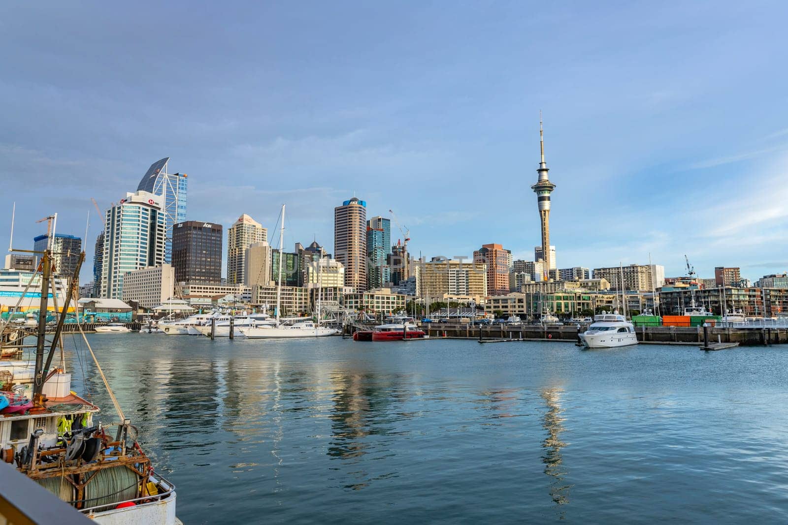 Auckland, New Zealand - 22 May 2023: The marina with Auckland city in the background, New Zealand