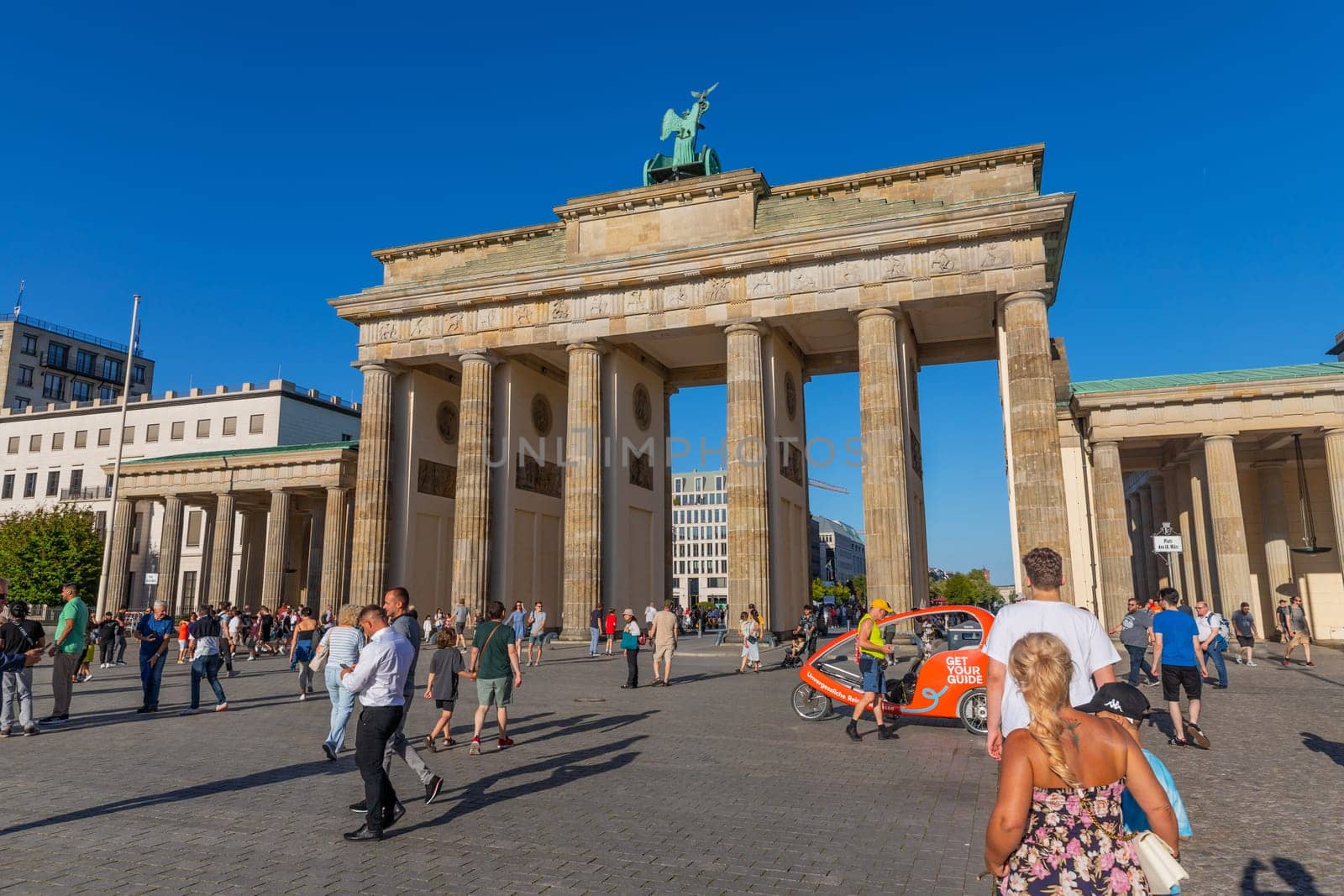 Berlin, Germany - August 11, 2023: Brandenburg Gate (Brandenburger Tor) in the center of Berlin, Germany