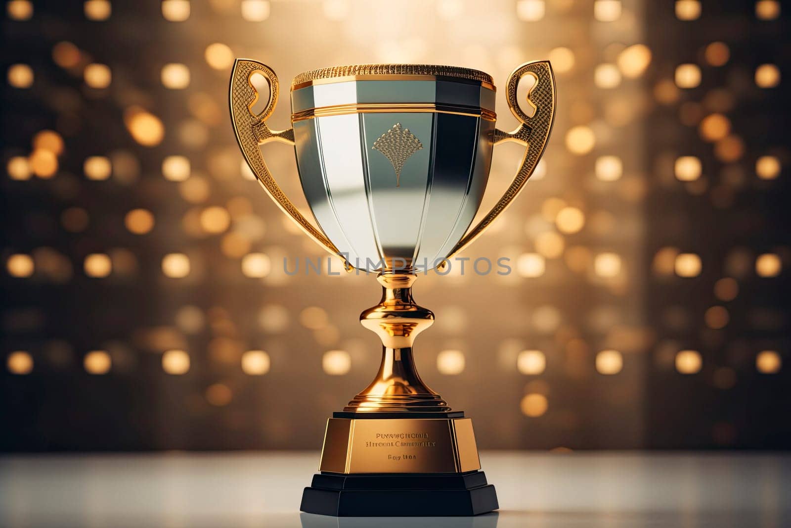 Champion golden trophy for winner background. Success and achievement concept. Sport and cup award theme.