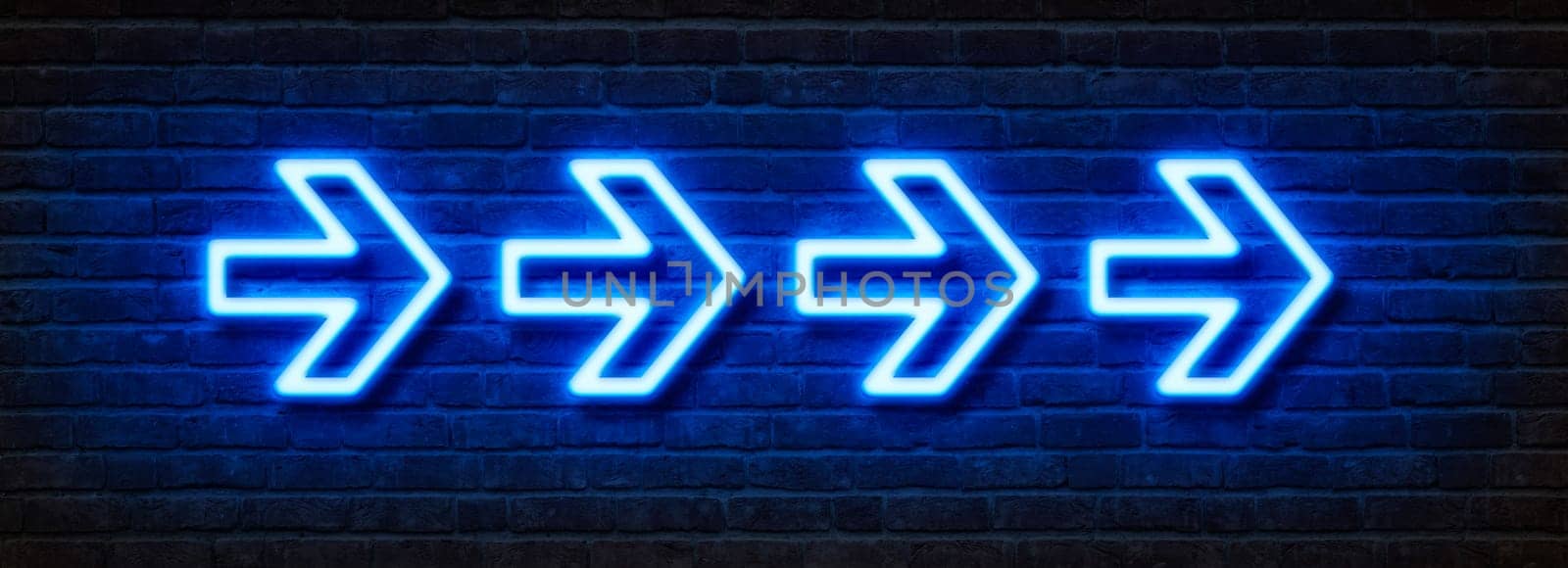 Neon sign on a brick wall - Arrows