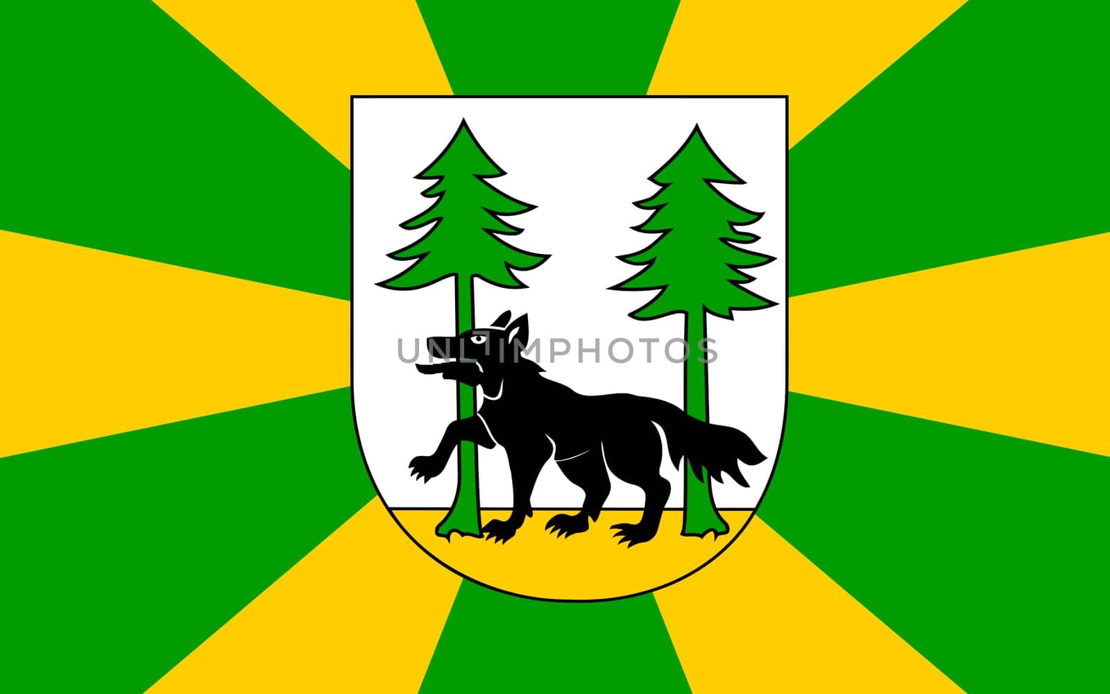 Vector realistic illustration of Ukrainian Flag of Pisky District on a transparent background.