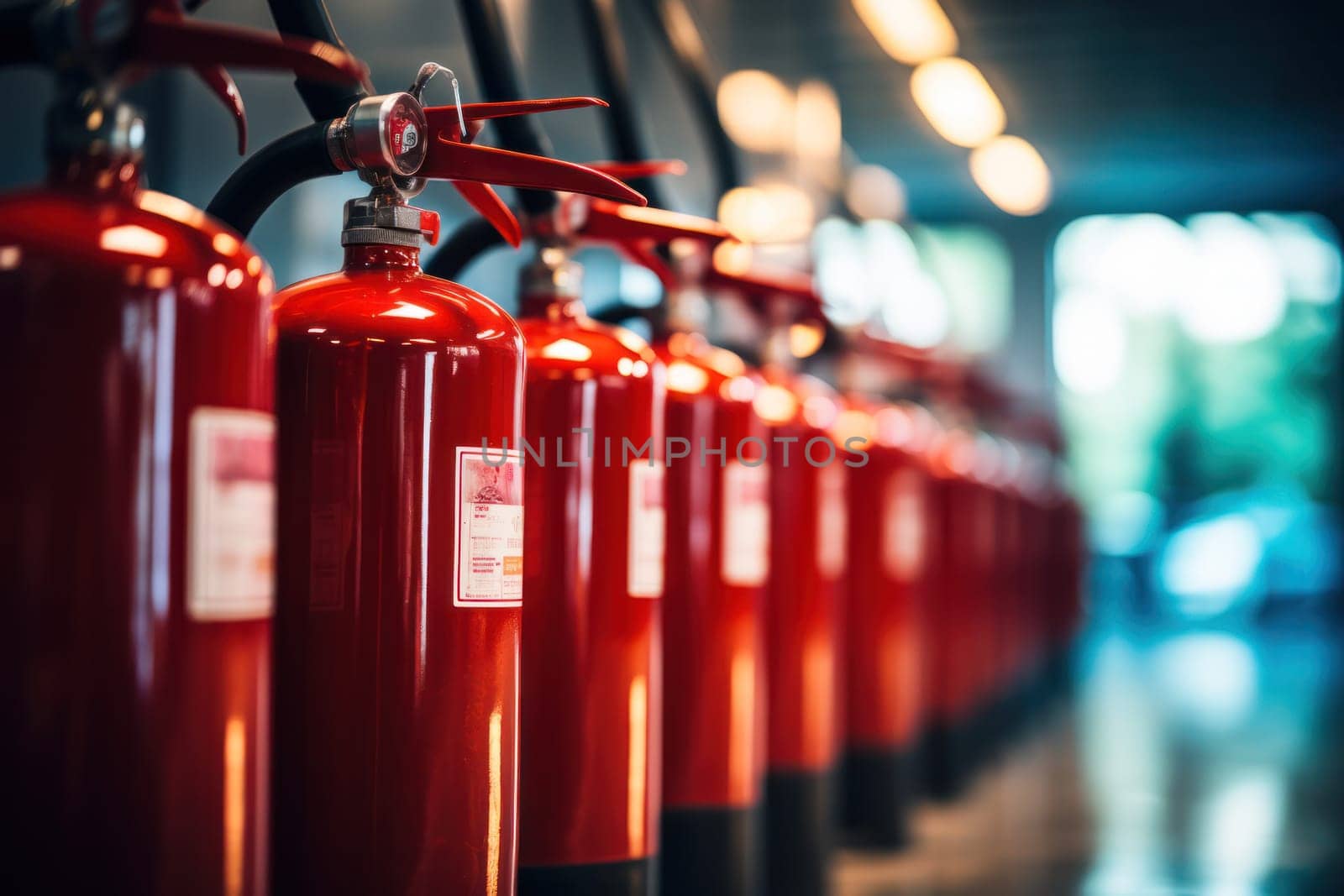There are a number of red fire extinguishers in the room in case of fire. Safety precautions