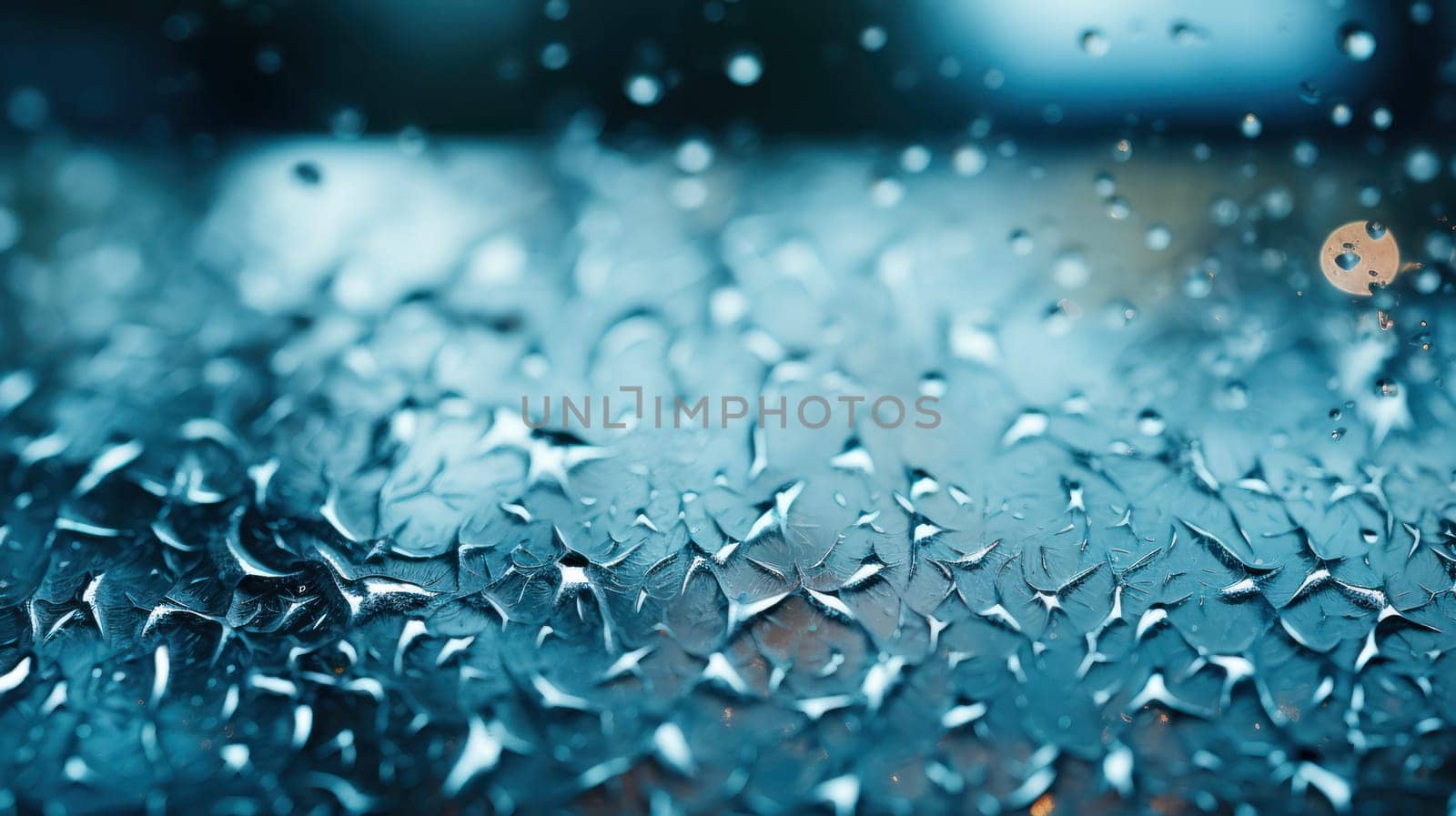 Water drops on transparent glass after rain as a background image. Copy, empty space for text