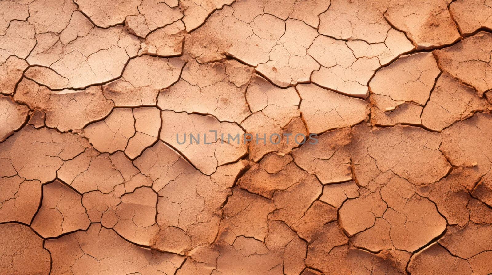 the dry arid earthy cracked background is an iron rich dry clay that is orange in color.