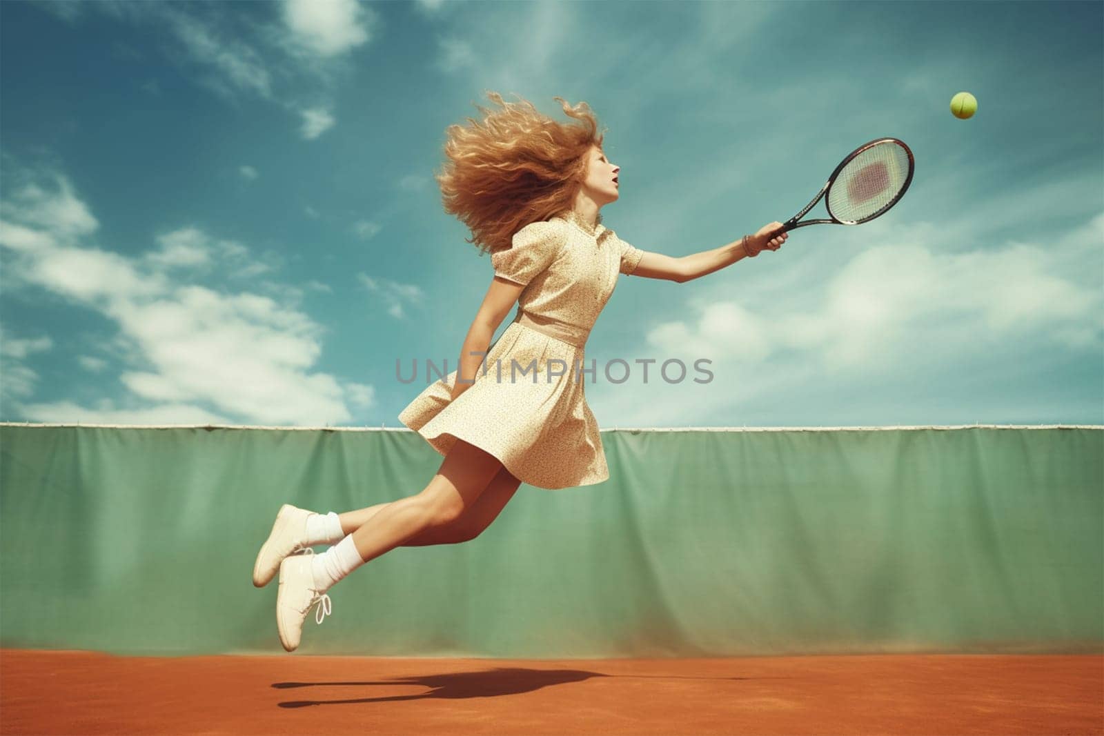 Professional tennis player jumping, movement on a light background, side view. The concept of sport, movement, energy and dynamic, healthy lifestyle. Training, practice.