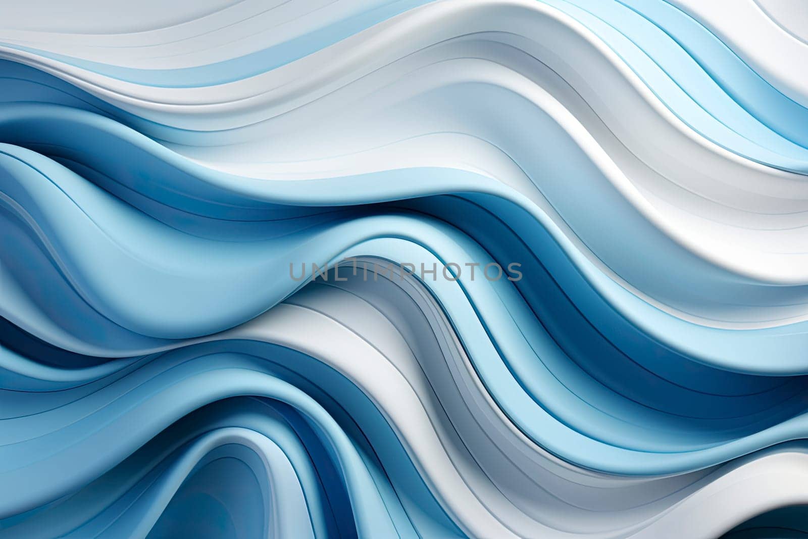 Swirl Futuristic bright Geometric intricated 3D wall in waves in light blue and white.