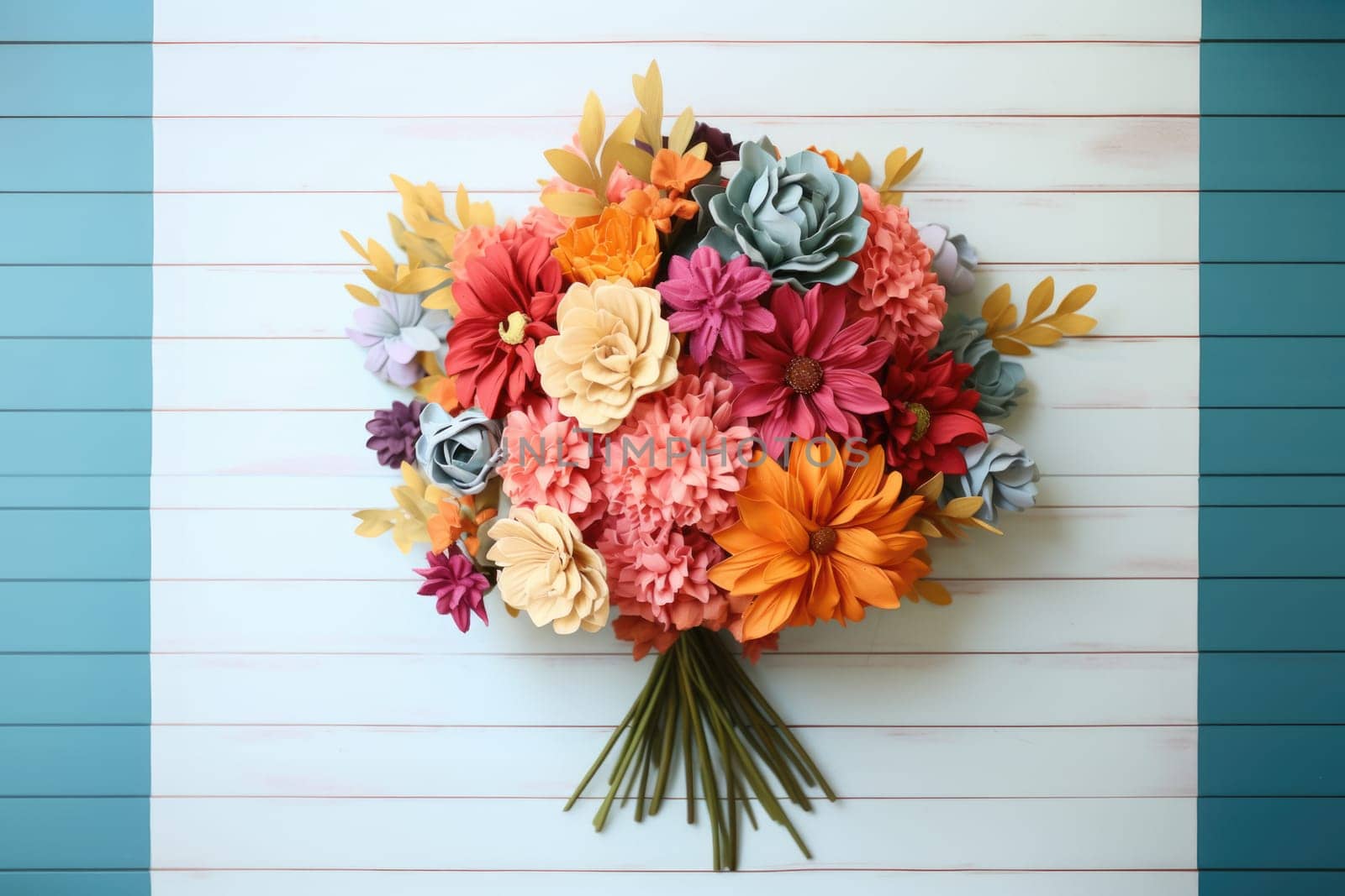 Summer colorful flowers on vintage wooden background.
