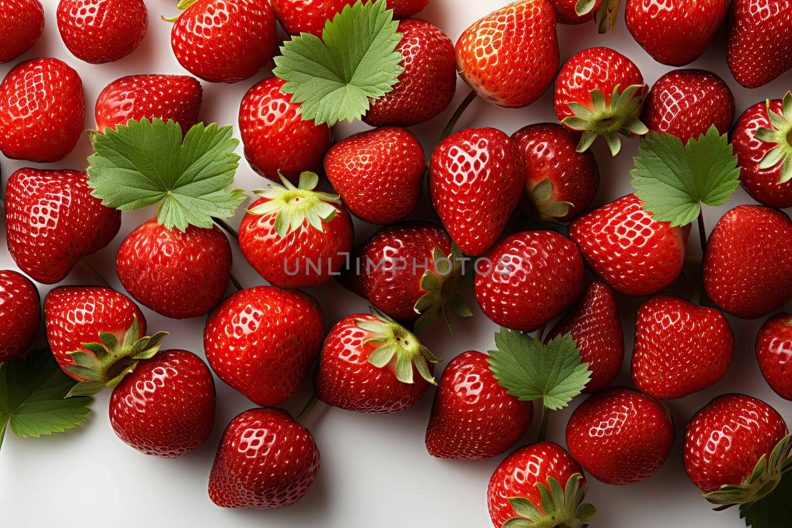 background from freshly harvested strawberries, directly above