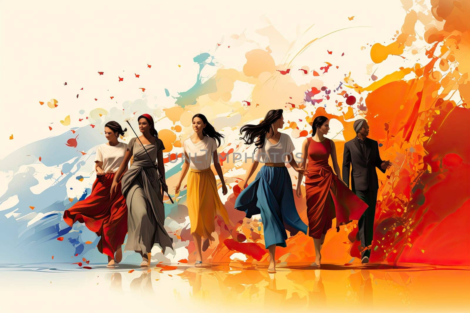 group of women celebrate LGBTQ Day in cities around the world seeking rights for the LGBTQ society. Diverse group of young people celebrating gay pride festival day
