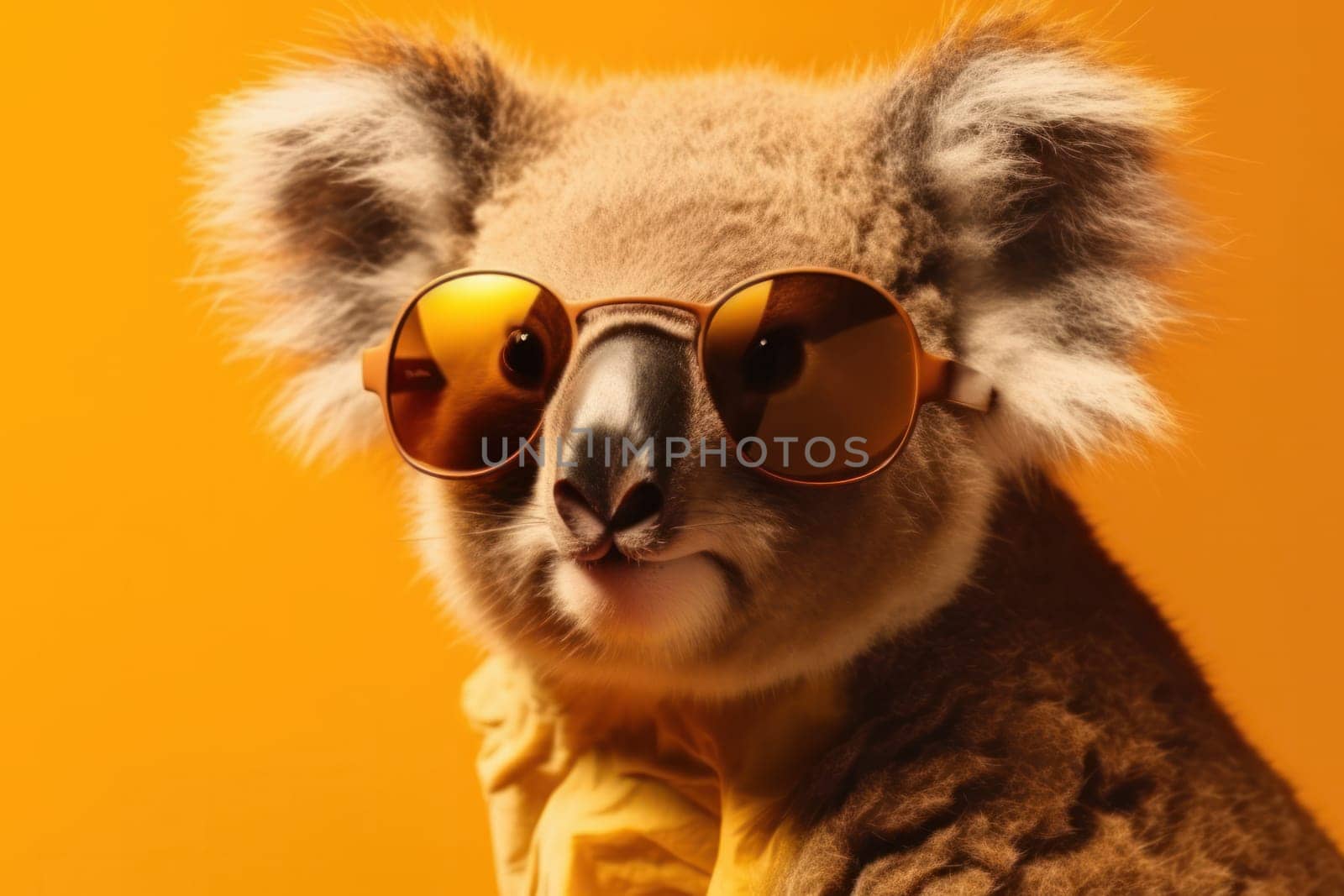 Koala looking cool and trendy with sunglasses and stylish accessory in the eucalyptus tree. A symbol of wildlife protection and conservation. AI generated.