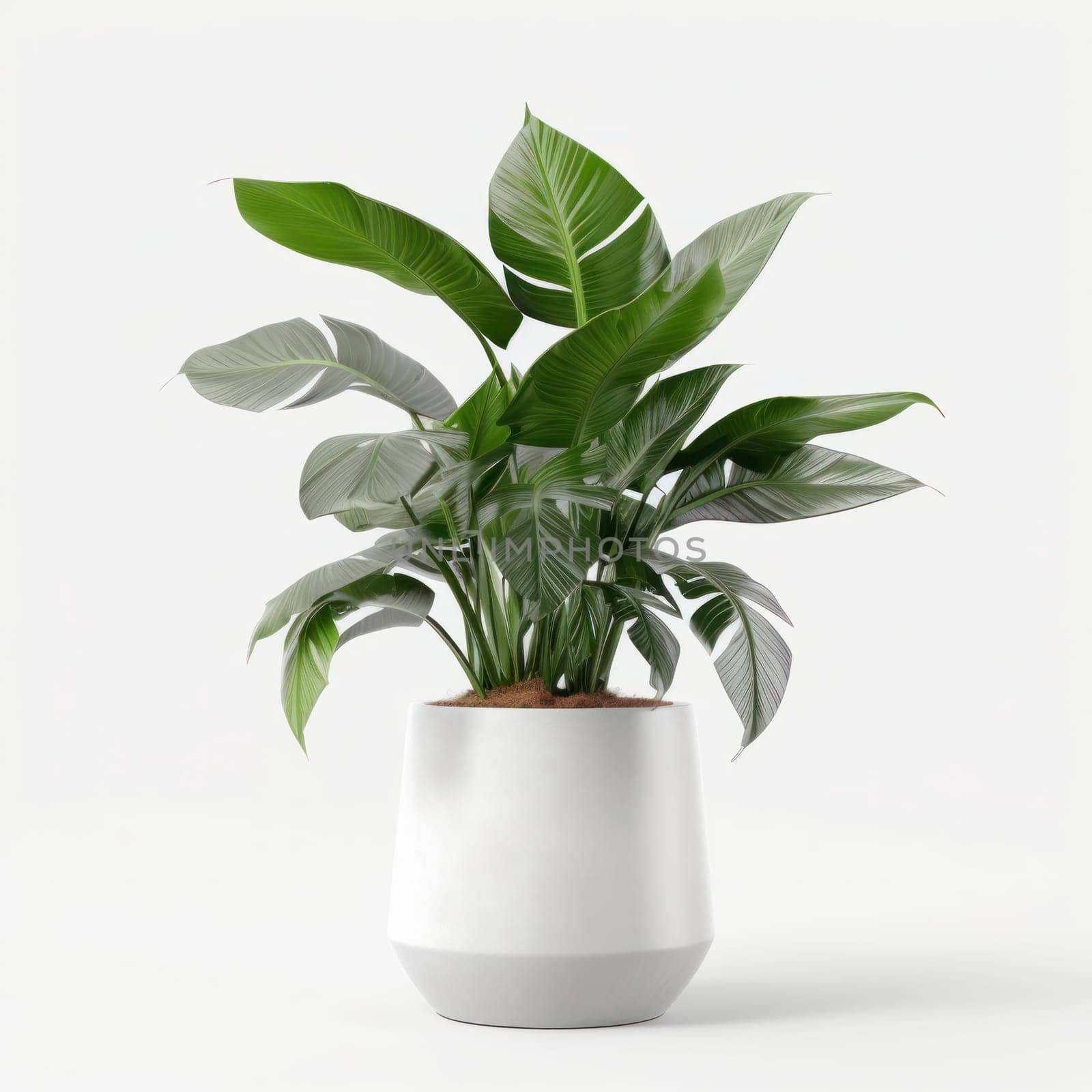A minimalistic potted plant in a white background creates a serene atmosphere. Perfect for home decor. AI Generative.