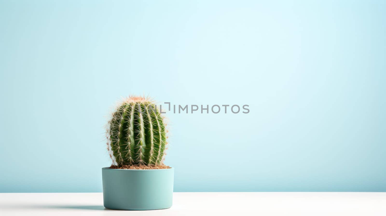Minimalistic and modern background with cactus on light background with copy space.