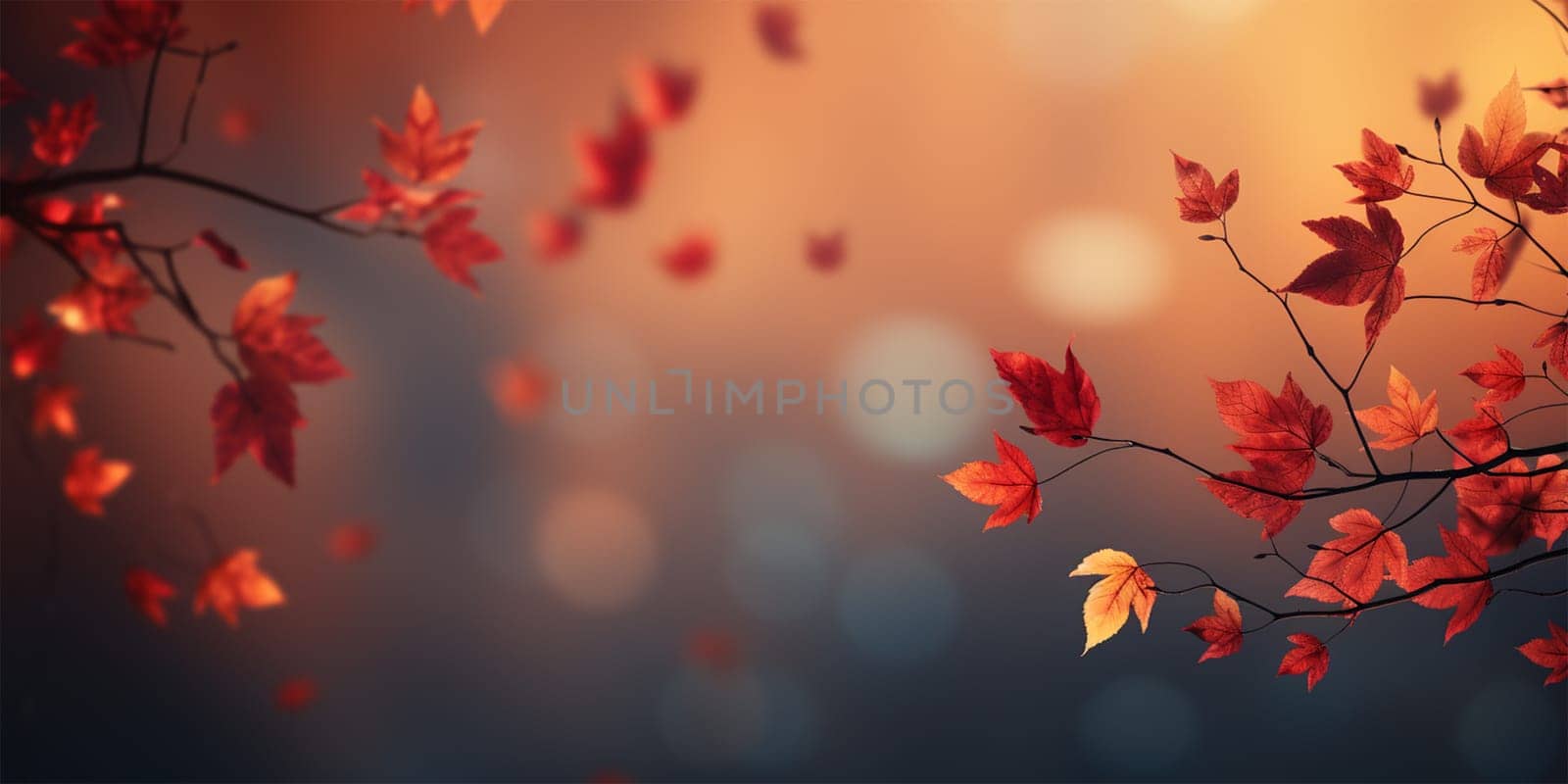 Autumn leaves on the fall blurred background.