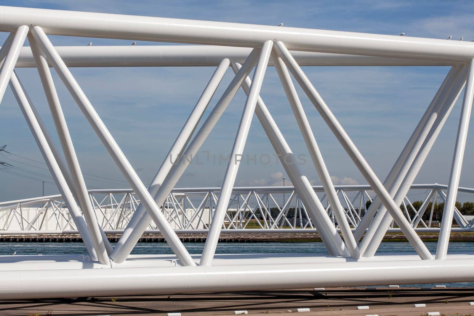 Maeslantkering storm surge barrier on the Nieuwe Waterweg Netherlands it closes if the city of Rotterdam is threatened by floods and is one of largest moving structures on earth