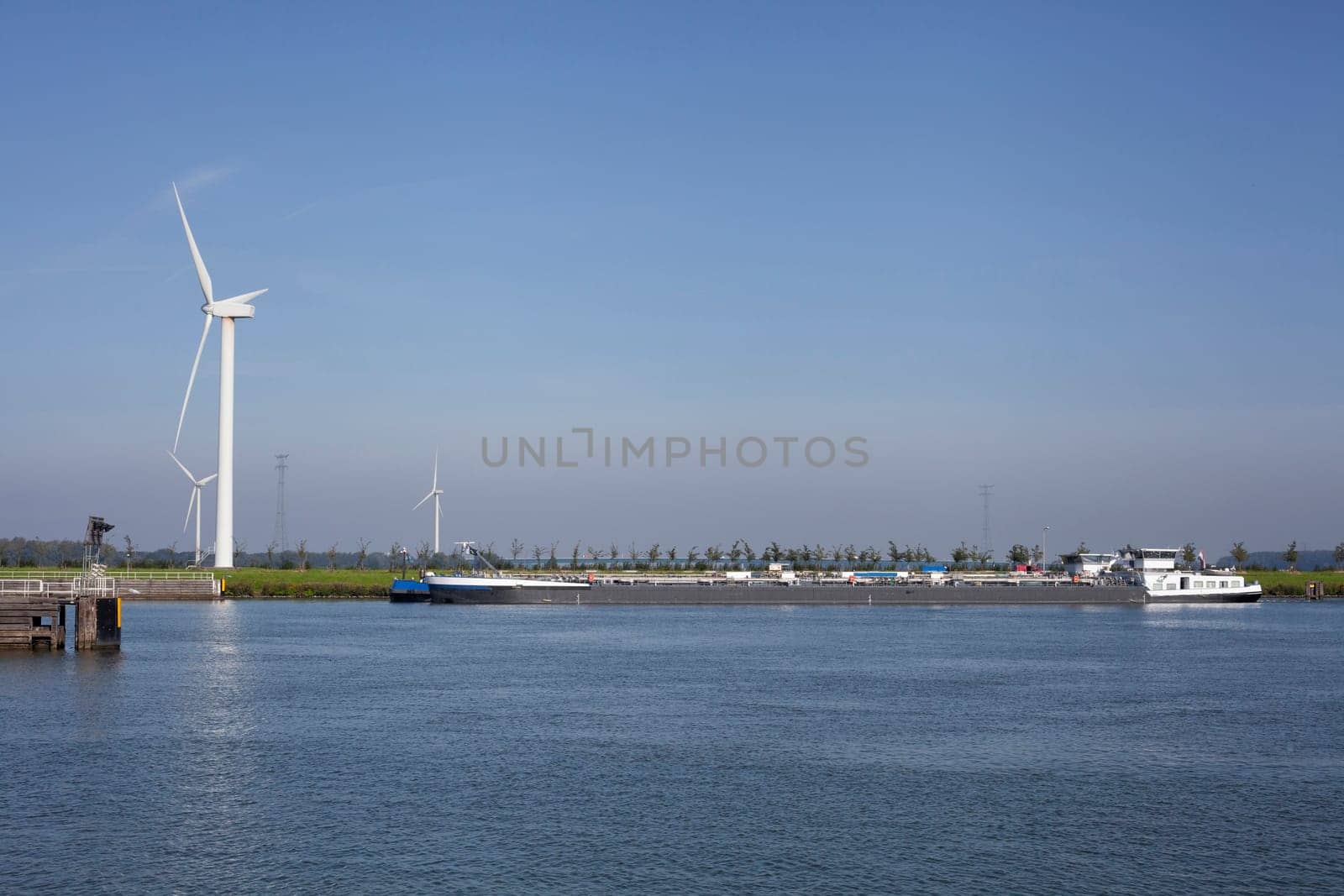 Krammersluizen lake krammer. Drone photograpy from the delta works in Zeeland in the Netherlands