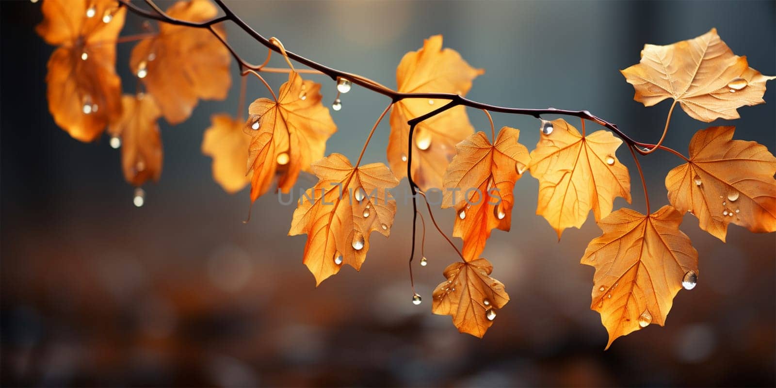 Autumn leaves on the fall blurred background.
