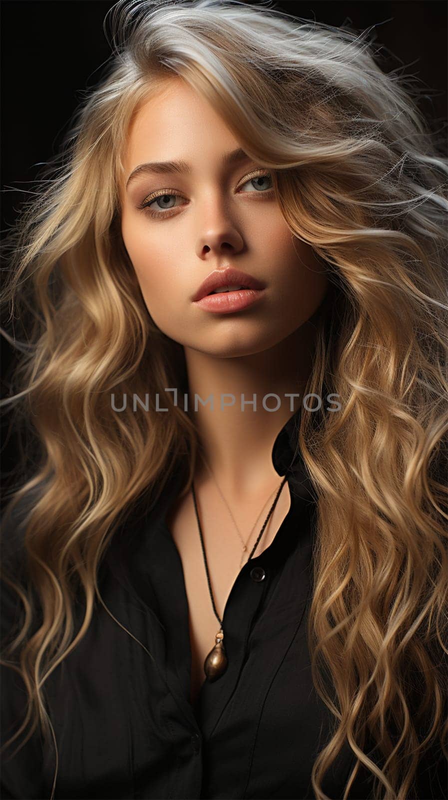 sensual portrait of a blonde with wavy hair. banner or poster for a beauty salon