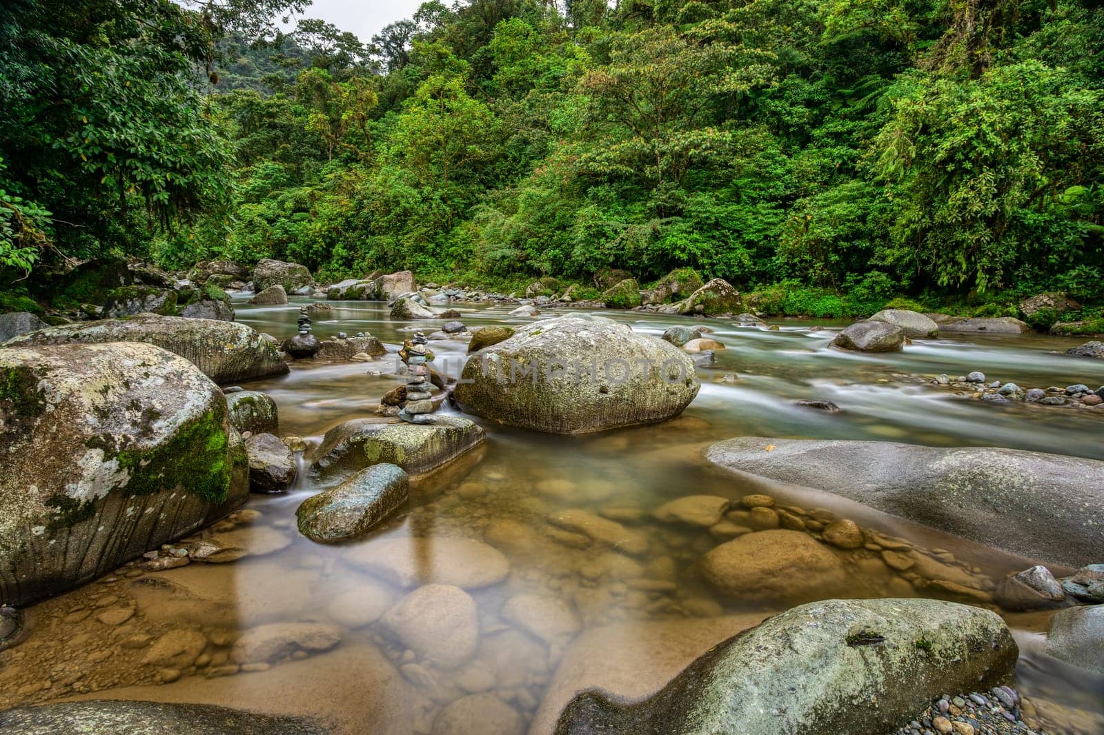 The Orosi River, also called Rio Grande de Orosi, is a river in Costa Rica near the Cordillera de Talamanca. Tapanti - Cerro de la Muerte Massif National Park. Costa Rica wilderness landscape