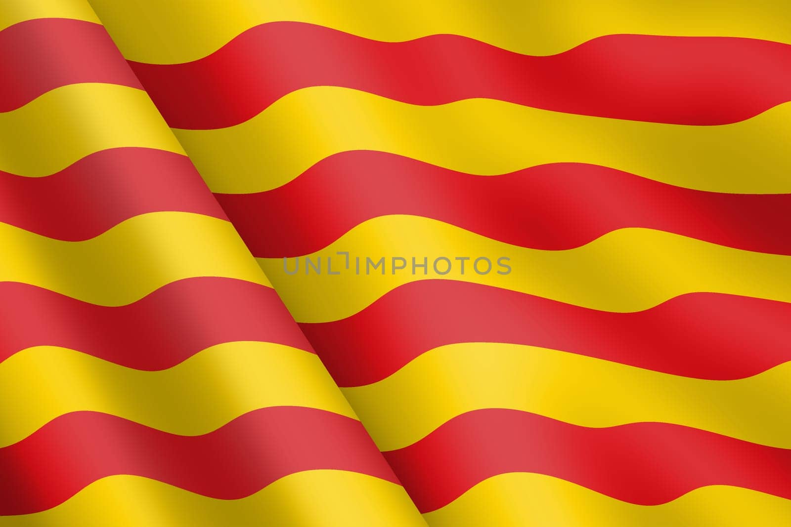 A Catalonia waving flag 3d illustration wind ripple